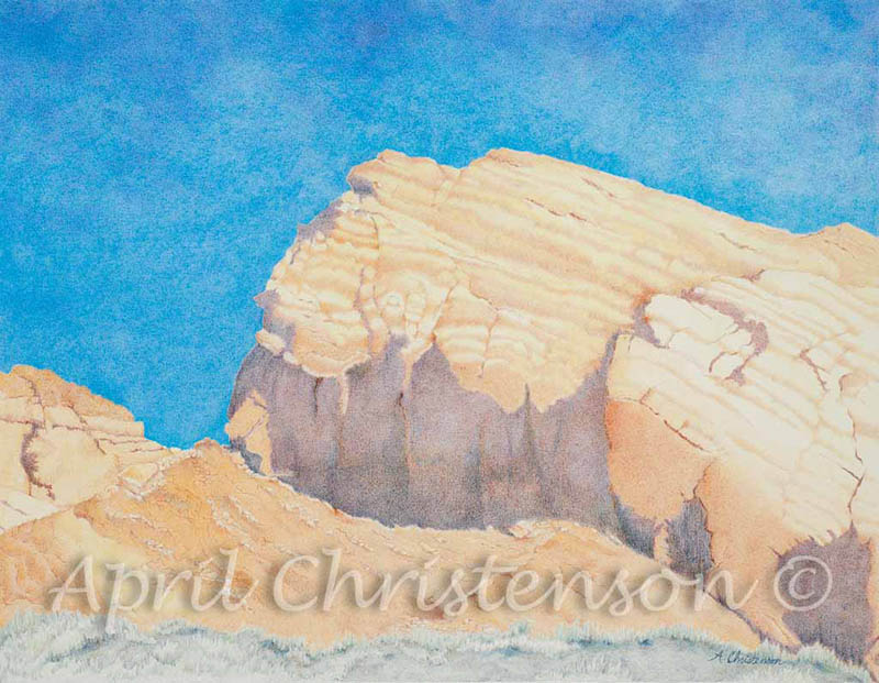 Valley of Fire colored pencil drawing by April Christenson