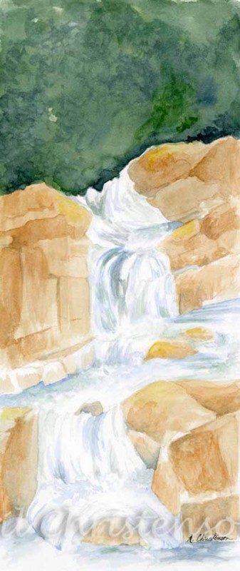 Watercolor painting of a waterfall by April Christenson